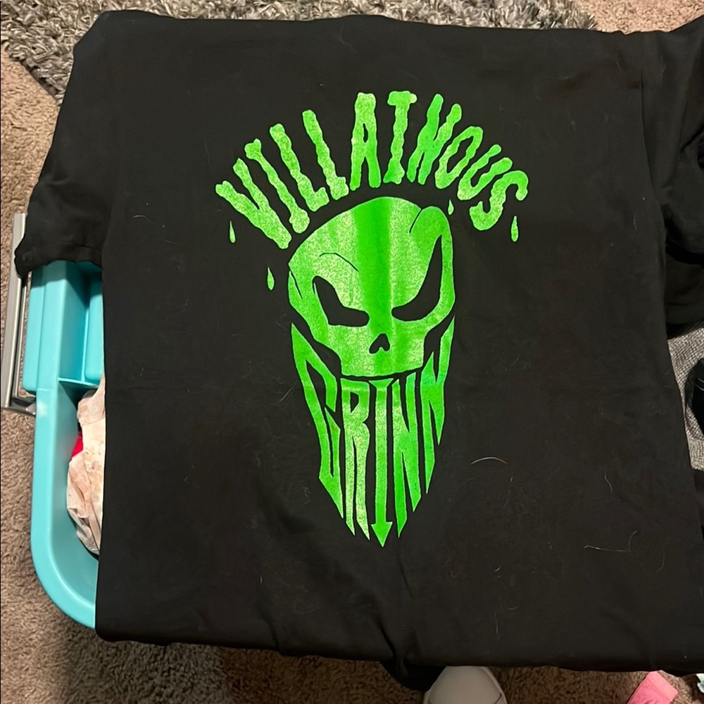 Gildan Black Tee with Neon Green Villainous Graphic